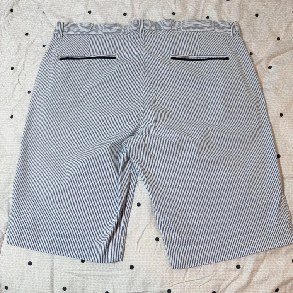 Britches by Samtex Mens 36W Blue White‎ Striped Seersucker Shorts Cotton Stretch